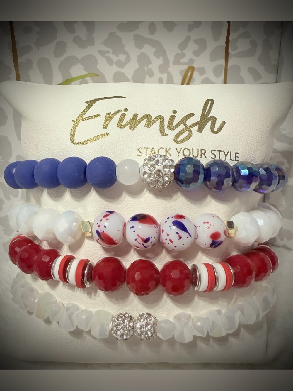 New ERIMISH Bracelets - 4 pc Stack - Red, White & Blue